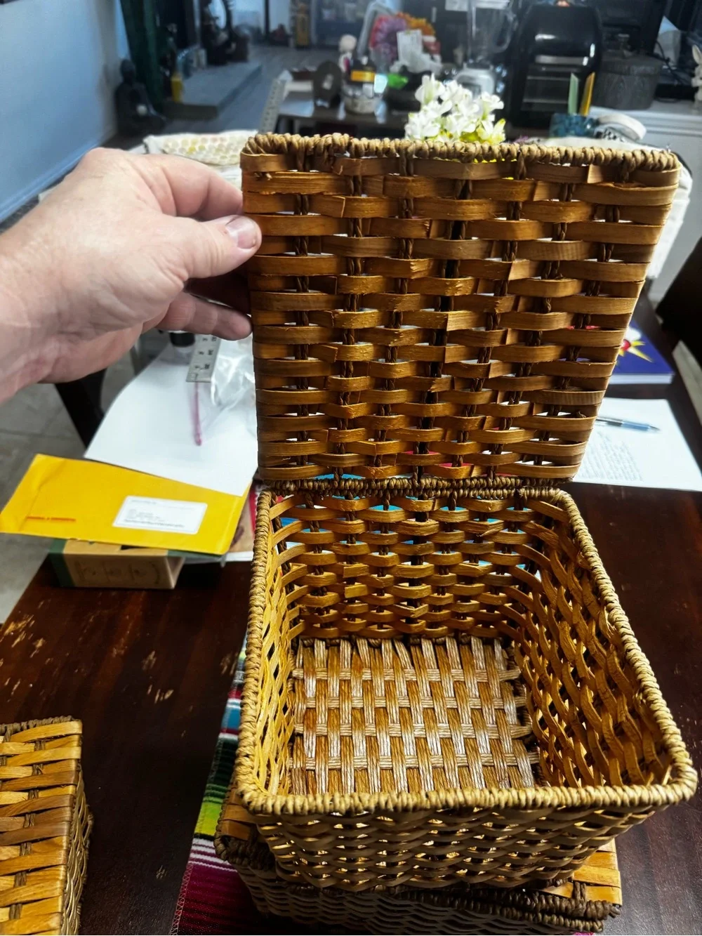 Woven Rattan Storage Basket Set - Natural Brown